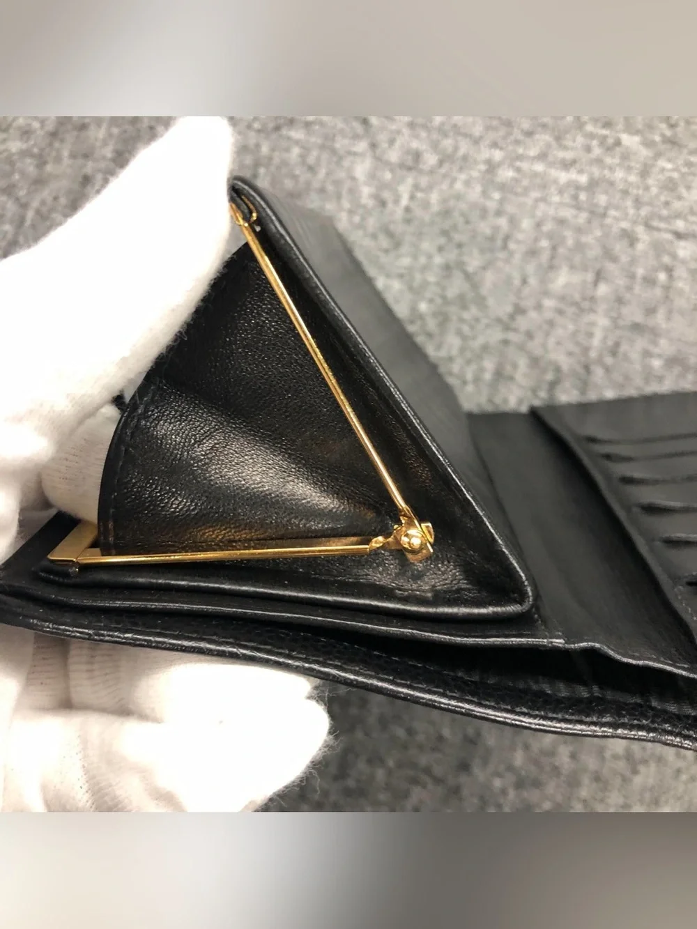 CHANEL Black Caviar Leather Long Wallet with Embossed CC